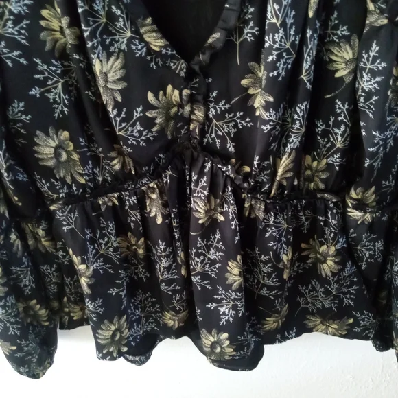 CINQ A SEPT Simmons Botanical Peplum Boho Contoured Blouse | S - Picture 8 of 11